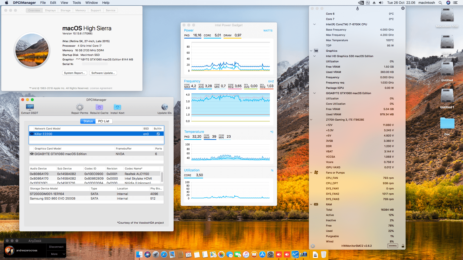 Success Hackintosh macOS High Sierra 10.13.6 Build 17G66 in Gigabyte GA-Z170X-Gaming 3 + Intel Core i7 6700K + Gigabyte GTX 1060